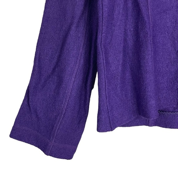 Talbots Boiled Wool Utility Jacket Medium Purple Stand Collar Button Up Stretch - Picture 9 of 11